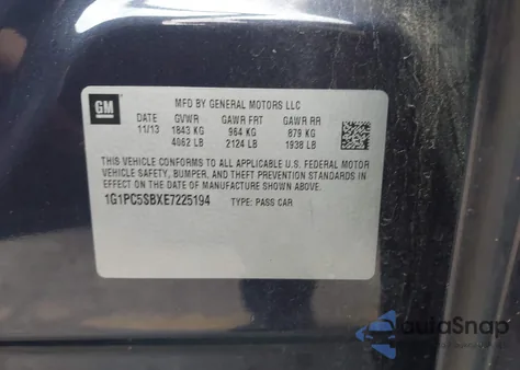 2014 Chevrolet Cruze Lt из США, поврежденный, VIN 1G1PC5SBXE7225194